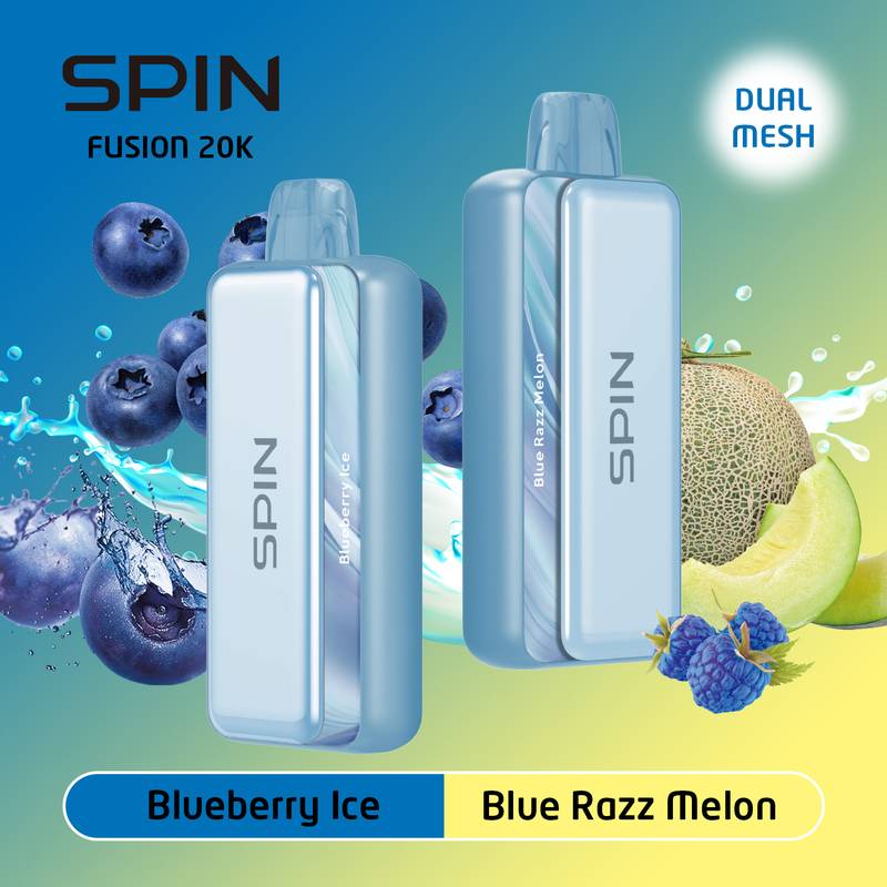 SPIN 20K BLUEBERRY ICE AND BLUE RAZZ MELON