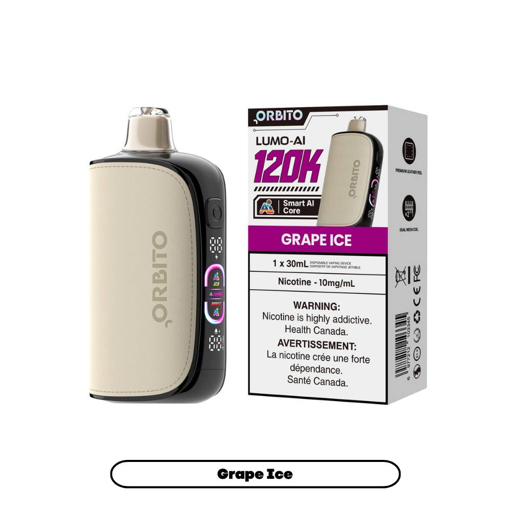 Orbito Lumo AI 120K Disposable Vape  Grape Ice 10mg