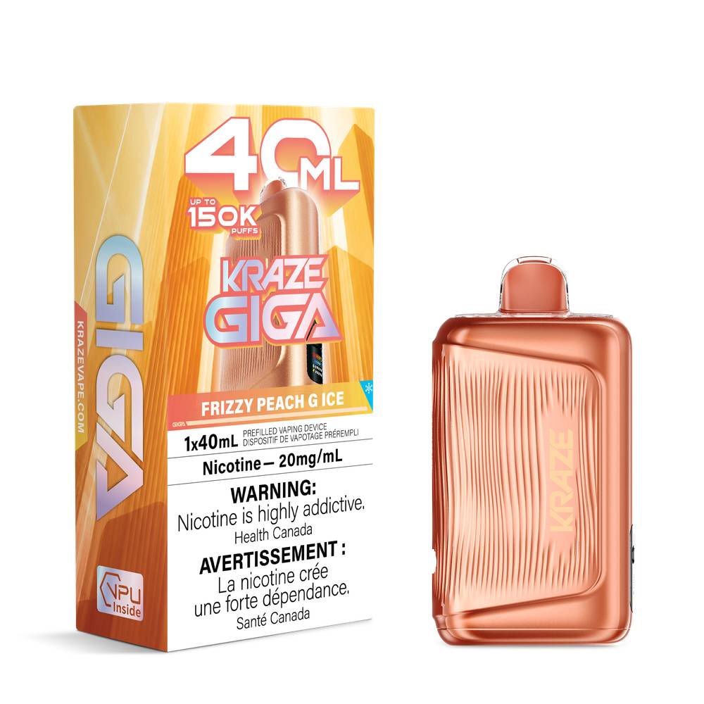 KRAZE GIGA 40ML 150K Disposable Vape – Frizzy Peach G Ice