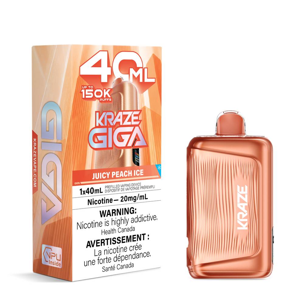 KRAZE GIGA 40ML 150K Disposable Vape – Juicy Peach Ice