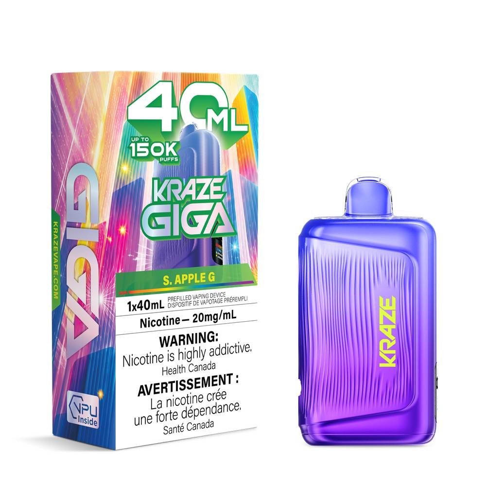 KRAZE GIGA 40ML 150K Disposable Vape – S. Apple G