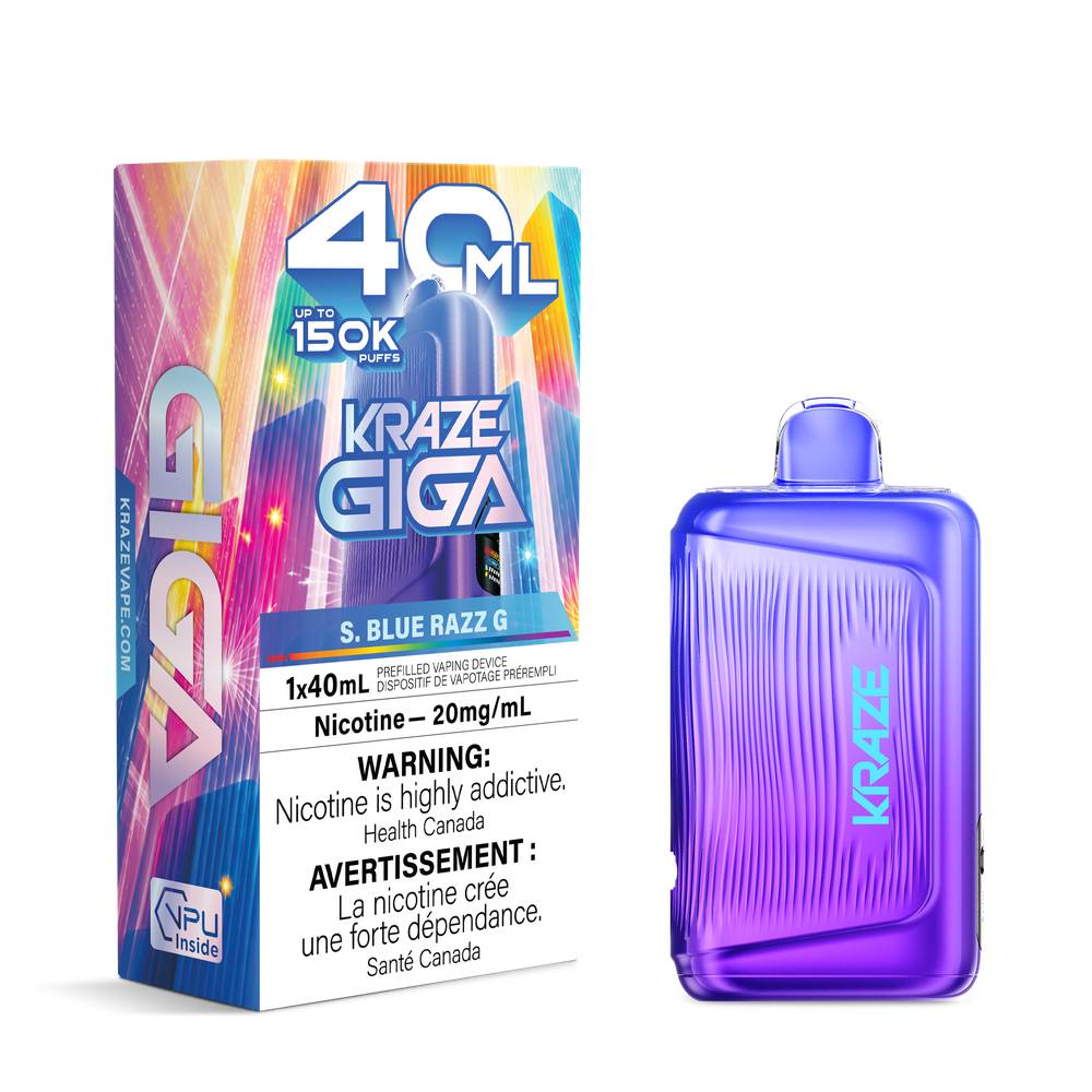 KRAZE GIGA 40ML 150K Disposable Vape – S. Blue Razz G